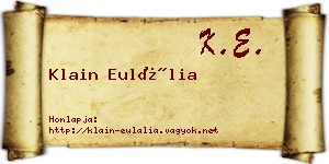 Klain Eulália névjegykártya